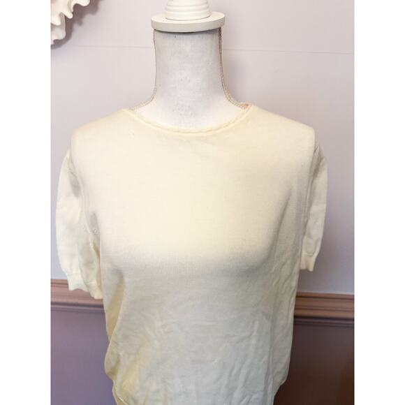 Vintage Burberry's Short Sleeve Cotton Sweater Size Small - Picture 2 of 5